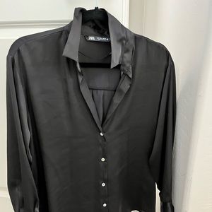 Zara black satin effect shirt